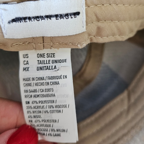 American Eagle New Blue Plaid Winter Bucket Hat - Picture 2 of 8